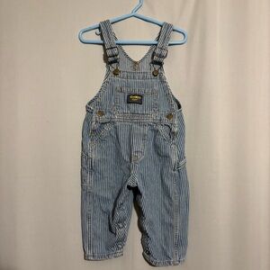 OshKosh B'gosh Vintage Striped 18M Baby Railroad Overalls